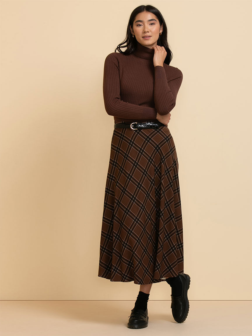 Plaid circle shop midi skirt