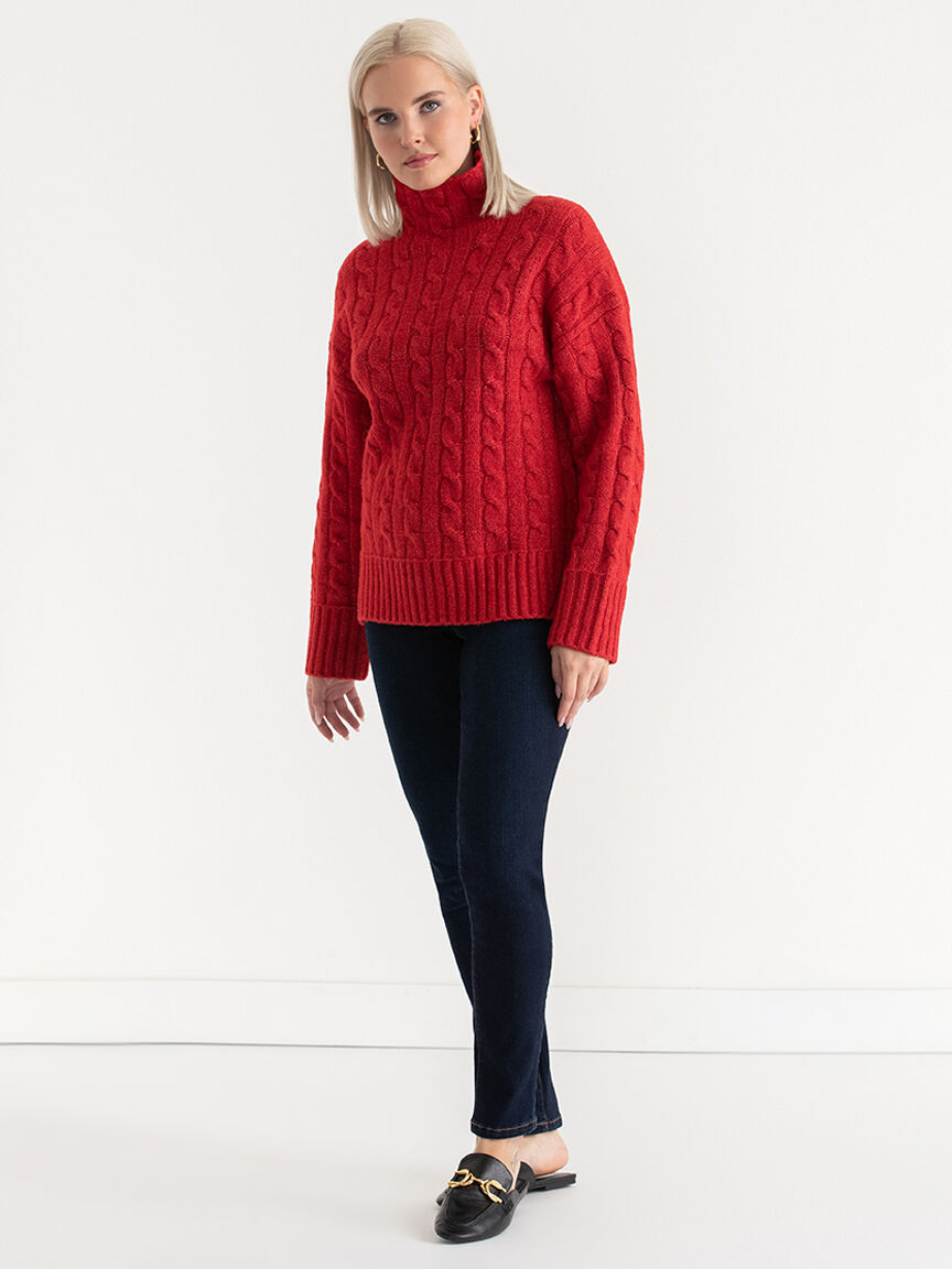 Mock neck cable sweater new arrivals