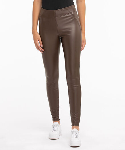 Vegan Leather Ponte Legging, Seal Brown Vegan Leather Ponte Legging, Seal Brown