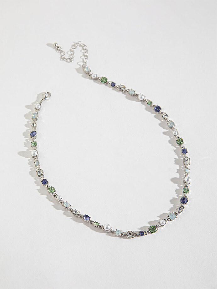 Round Multi-Coloured Gem & Pearl Necklace Image 1