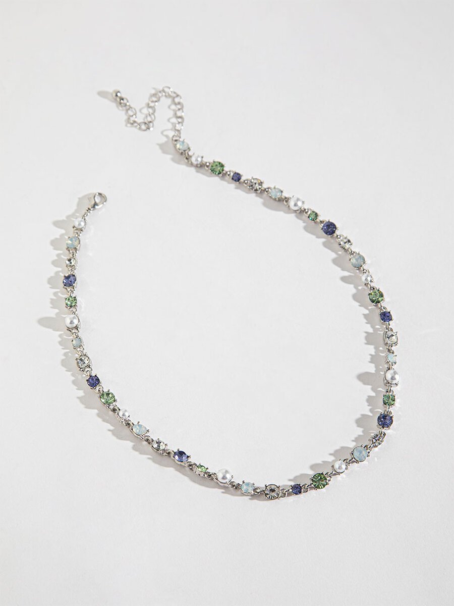 Round Multi-Coloured Gem & Pearl Necklace