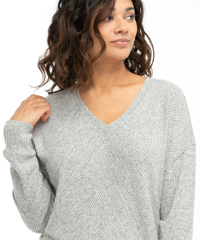 Mitered Ribbed Hacci Knit Pullover Image 2