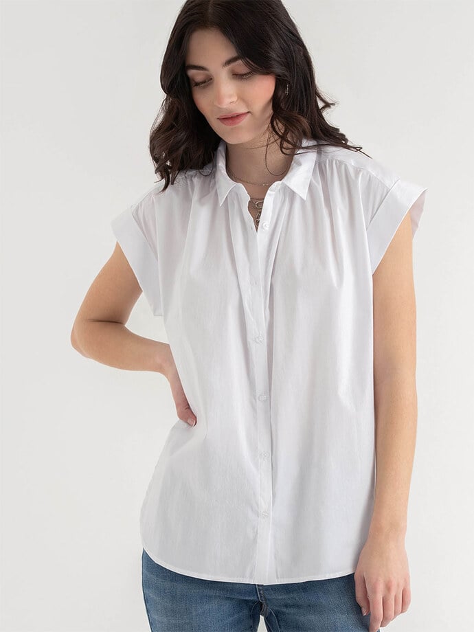 Relaxed Fit Button Up Blouse Image 3