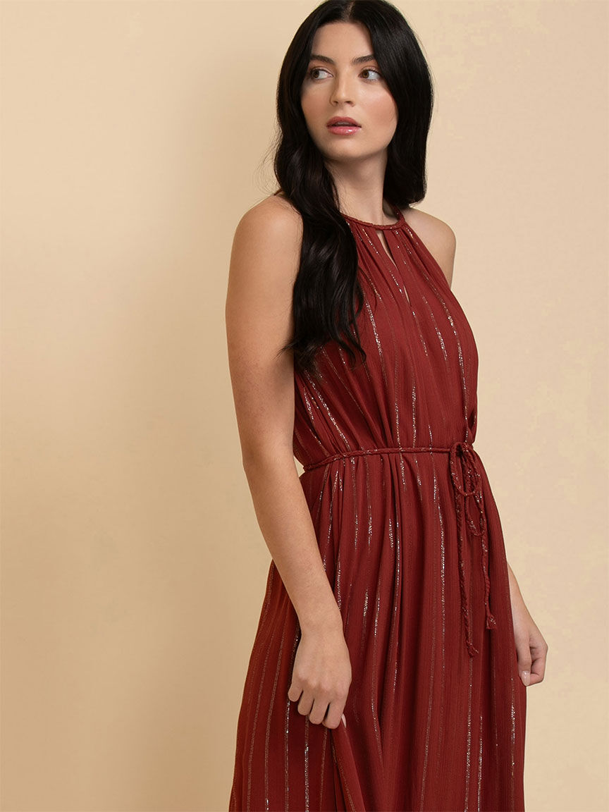 Dress with outlet tie belt