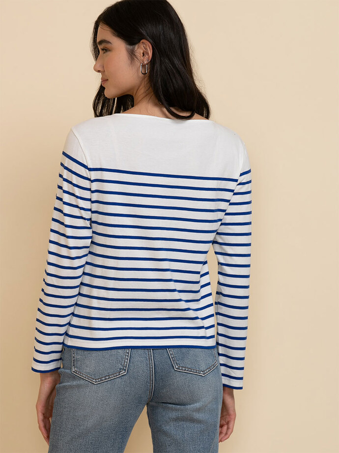Long Sleeve Boat-Neck Top Image 6