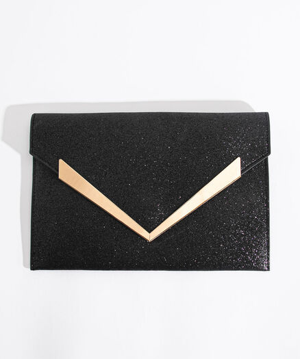 Glam Envelope Clutch, Black
