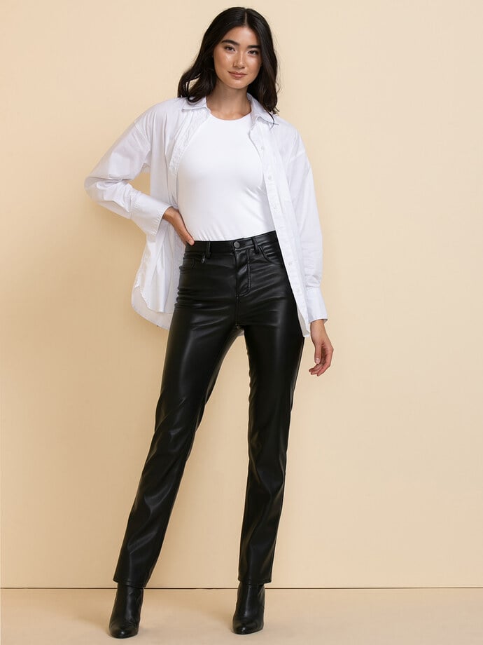 Stevie Straight Leg Pant in Faux Leather Image 2