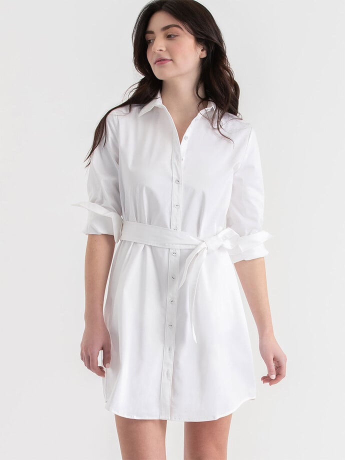 Roll Sleeve Shirtdress with Belt Image 5