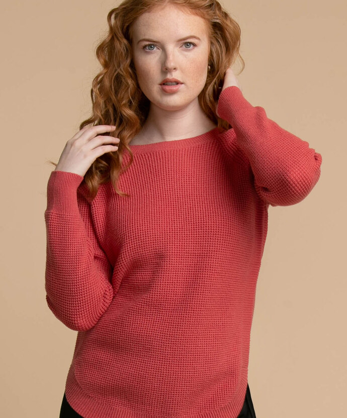 Waffle Knit Shirttail Sweater Image 1