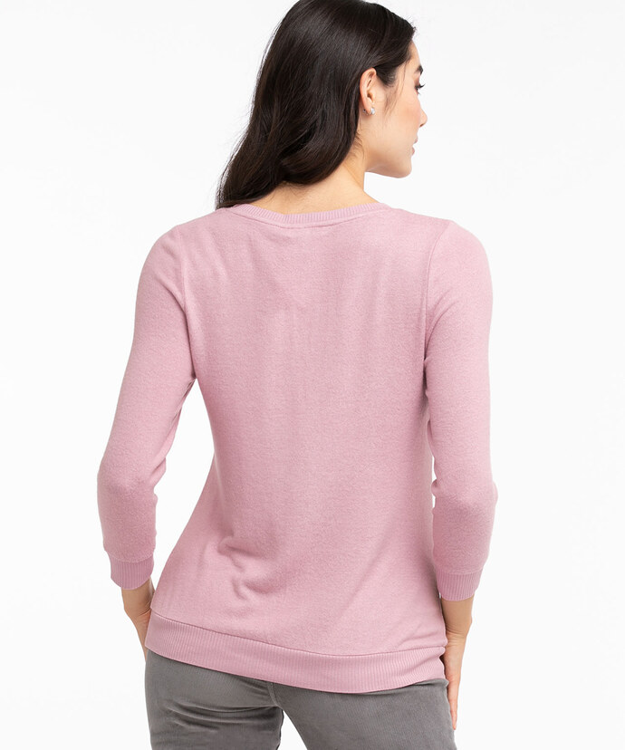 Ribbed Trim Henley Top Image 3