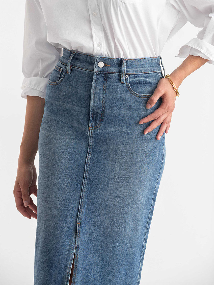 High waisted midi skirt with belt top