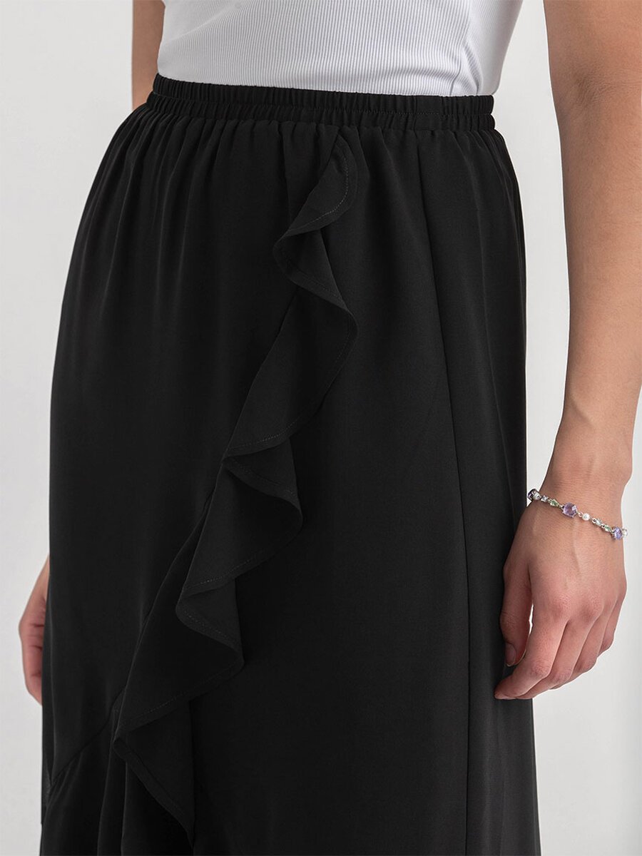 Chiffon Ruffle Midi Skirt