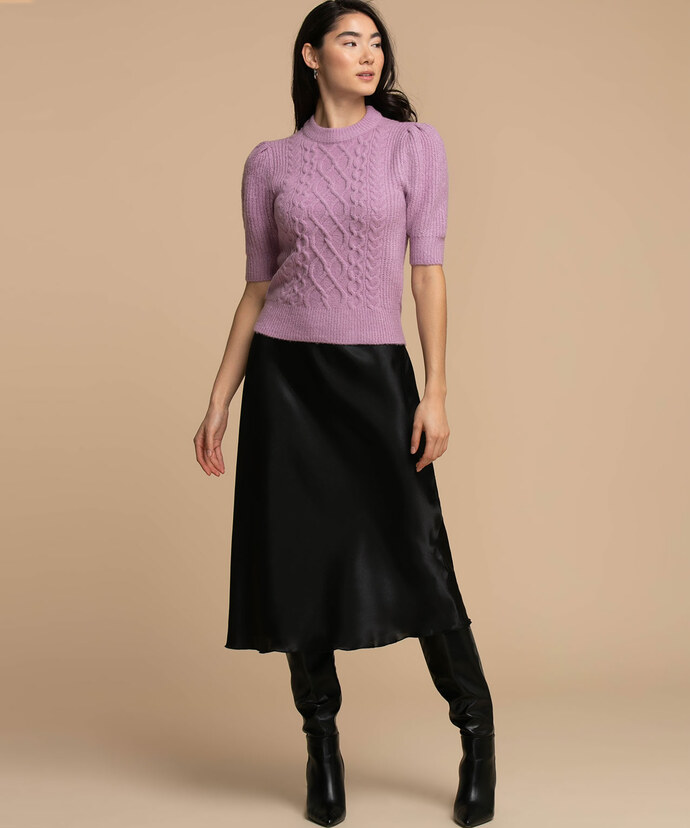 RD Style Cable Knit Puff Sleeve Sweater Image 3