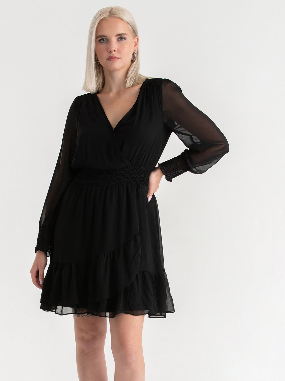 Nova Smocked Mini Dress in Chiffon | Rickis