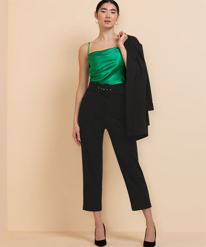 Tapered High Rise Pant with Belt in Scuba Crepe Image 2