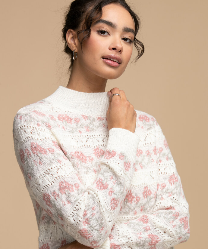 Floral Pointelle Pullover Image 4