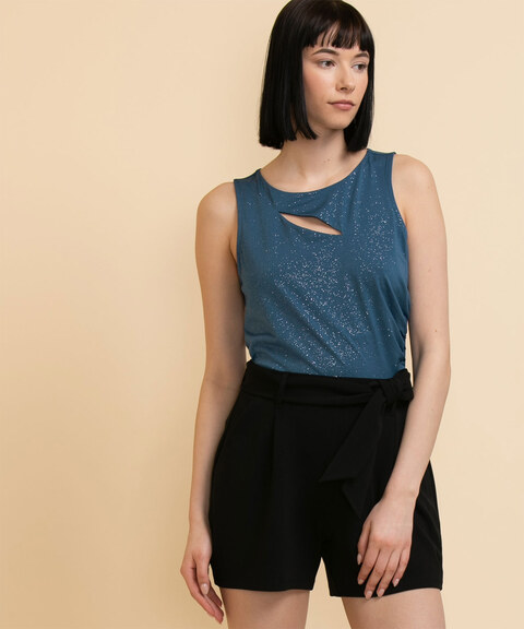 Sleeveless Cut-Out Neck Top