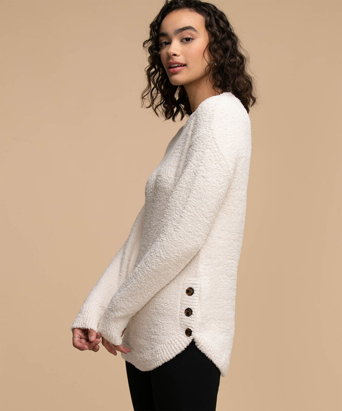 Side Button Teddy Sweater Image 1
