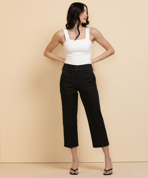 Cotton-Blend Cropped Trouser