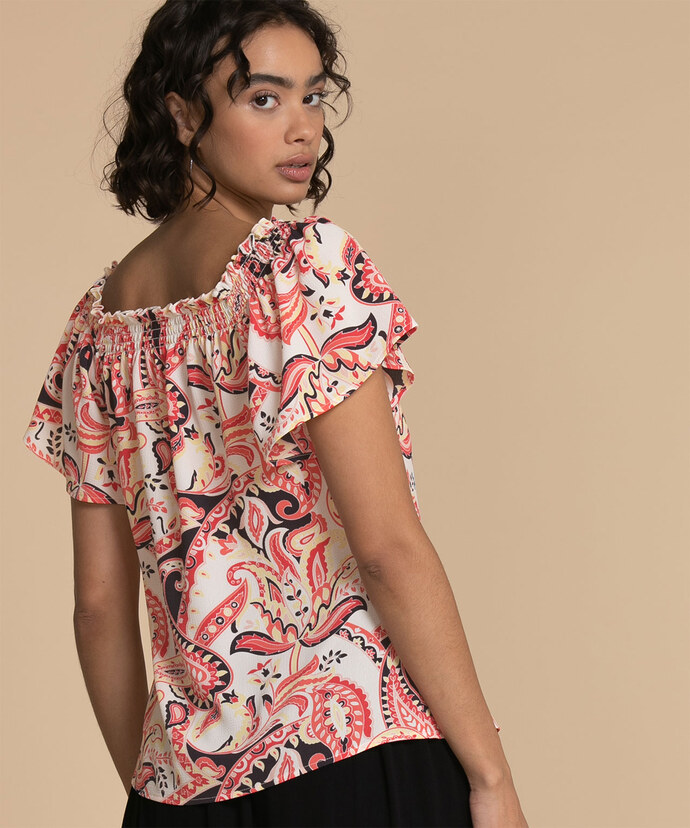 On or Off the Shoulder Top with Tied Neckline Image 6