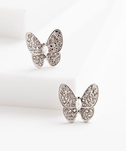 Butterfly Stud Earring, Rhodium