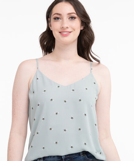 Strappy Double Layer Blouse, Seafoam Bees
