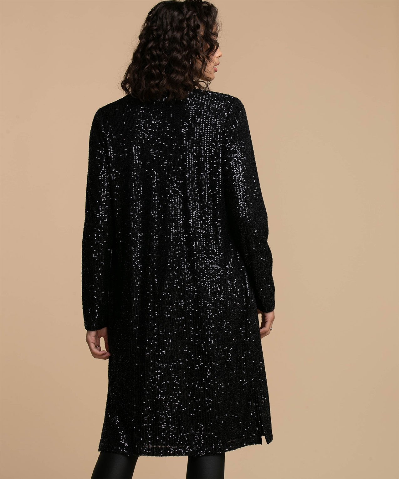 Black sequin duster coat new arrivals