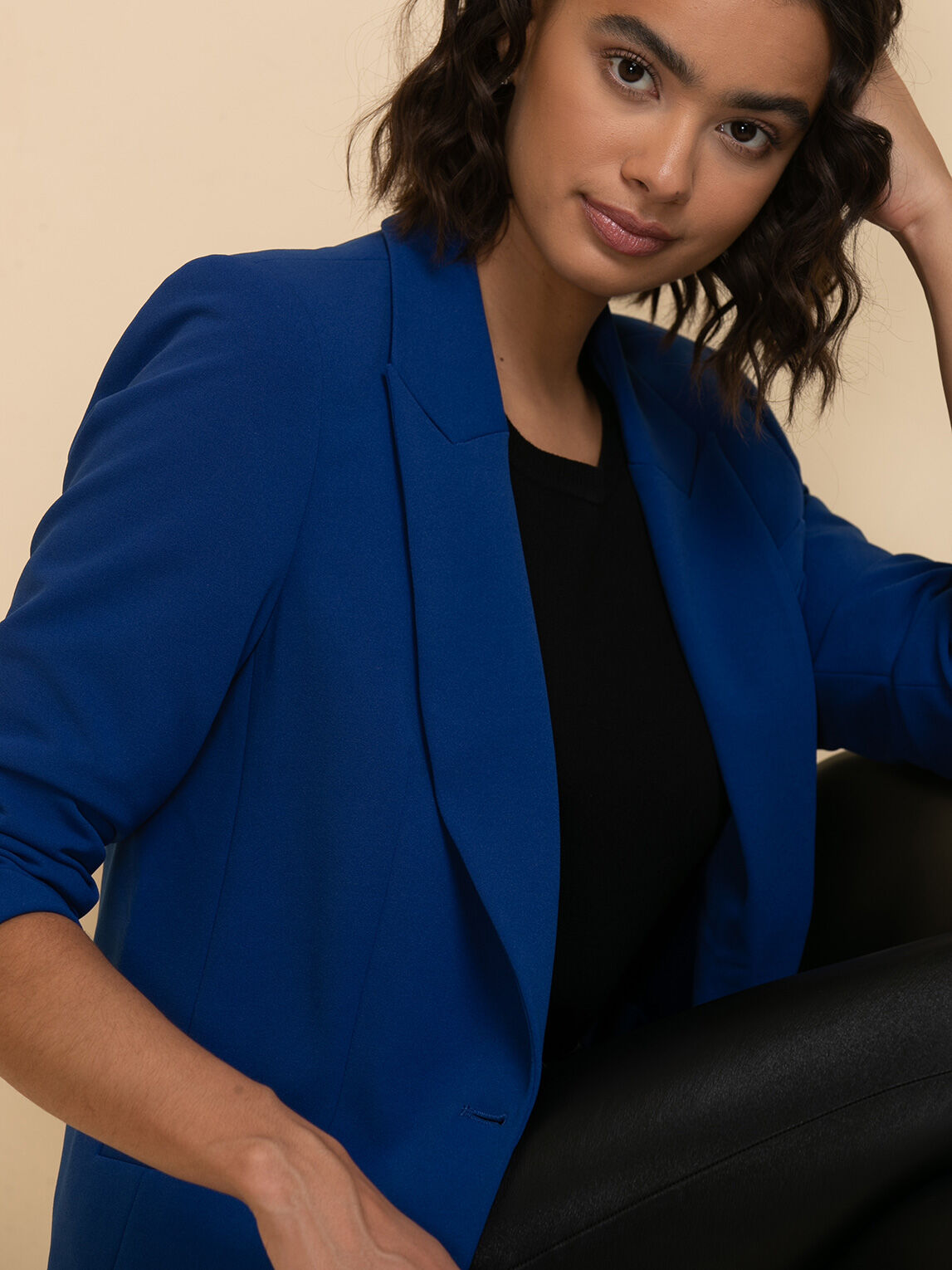 Navy cheap crepe blazer