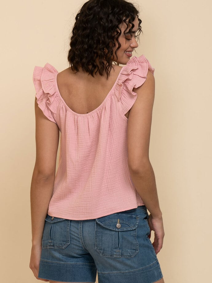 Crinkle Cotton Tank Top Image 4