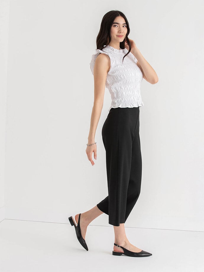 Wide Crop Pull-On Pant in Ponte Twill Image 3