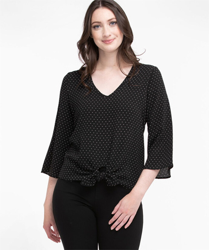 Tie Front Bell Sleeve Blouse Image 1