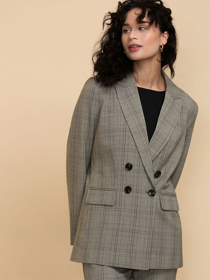 London Double-Breasted Relaxed Blazer in Luxe Tailored Image 4