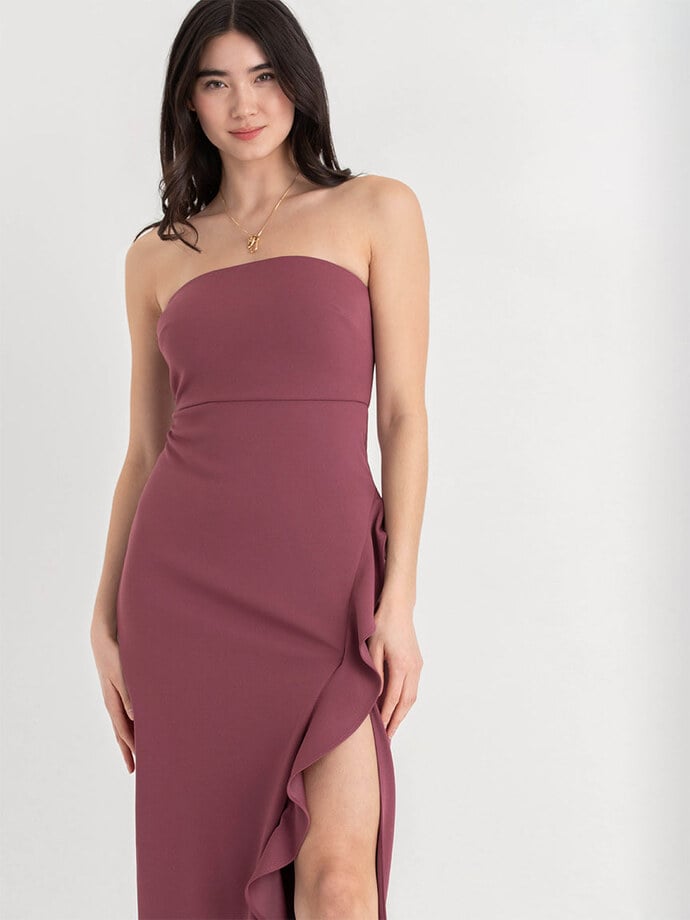 Iconic Strapless Ruffle Dress in Crepe Image 2