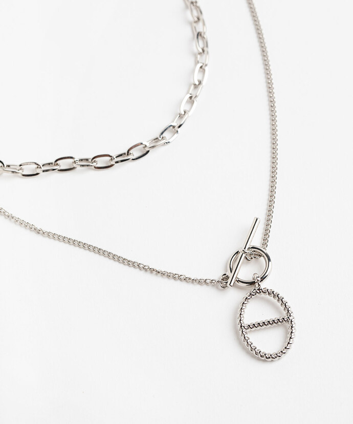 Silver Chain Layered Necklace Image 1