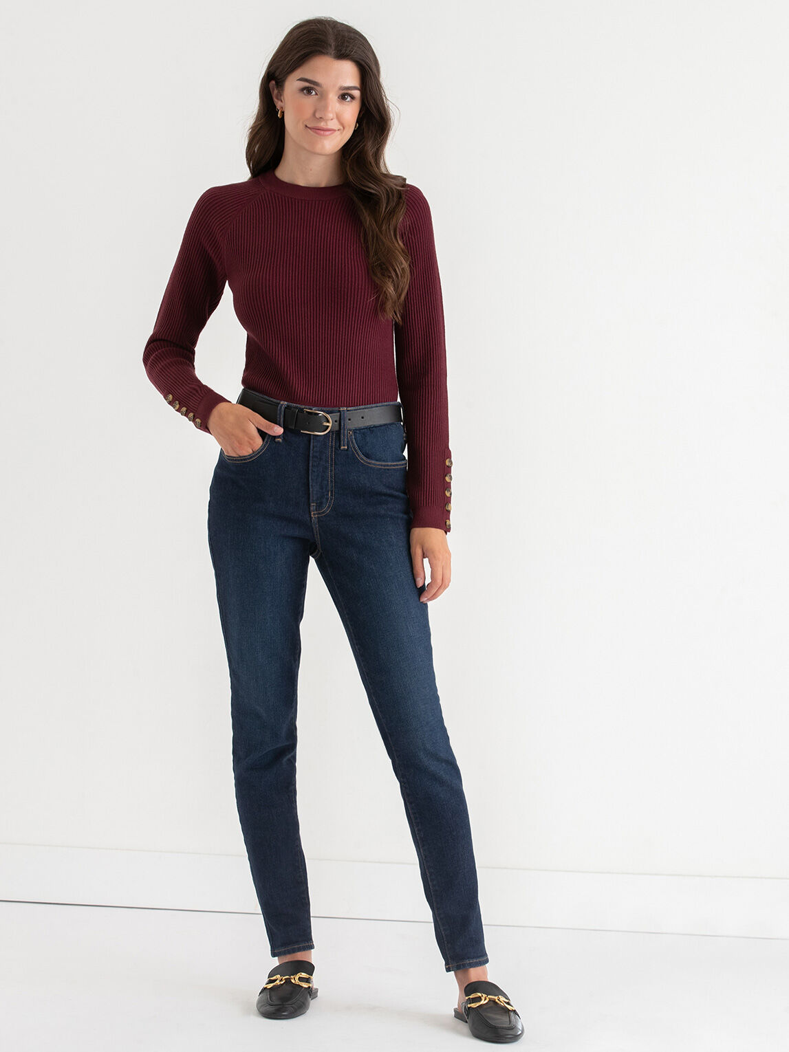Ribbed Button Sleeve Sweater Ricki s Size XXL Windsor Wine Colour