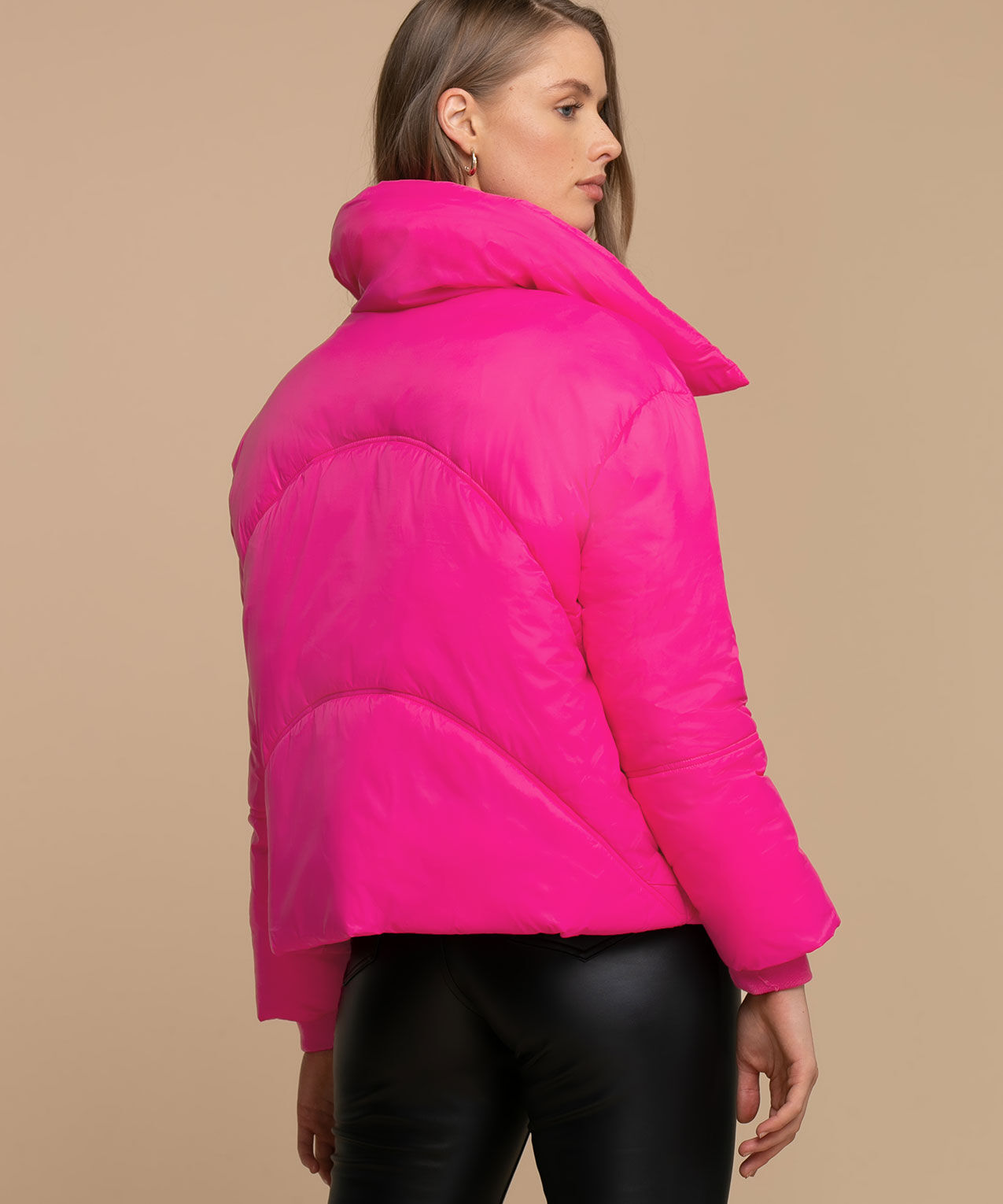 Hot pink top puffer coat