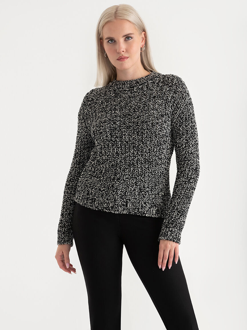 Black White Marled Sweater Rickis