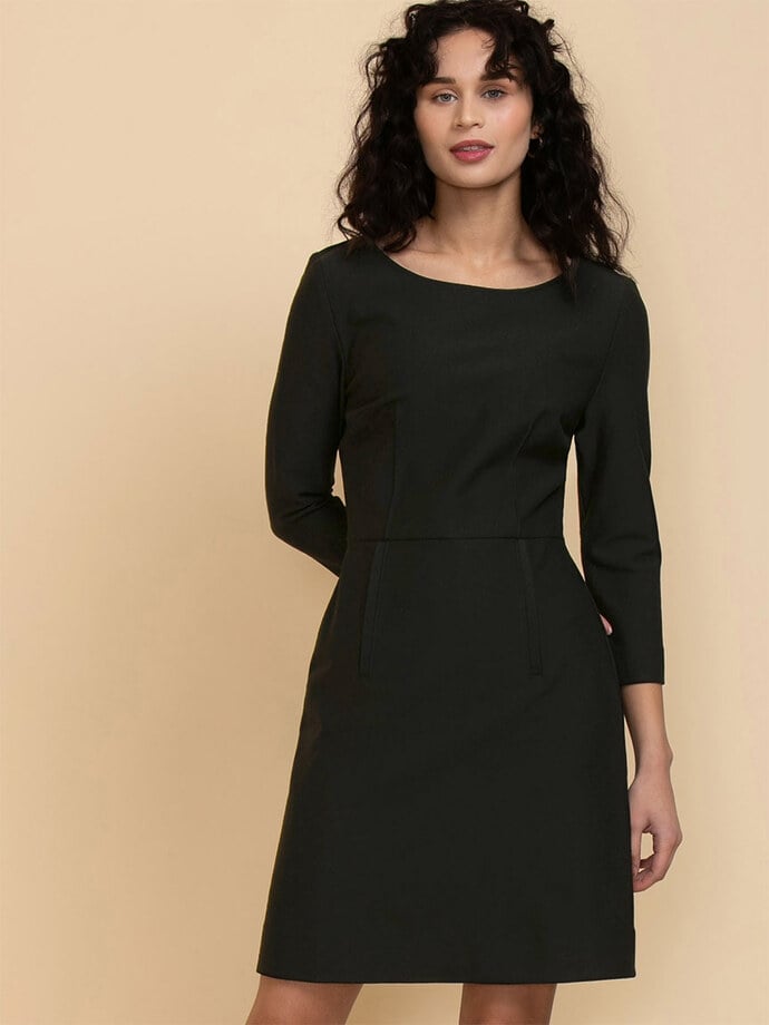 3/4 Sleeve A-Line Dress in Luxe Ponte Image 4