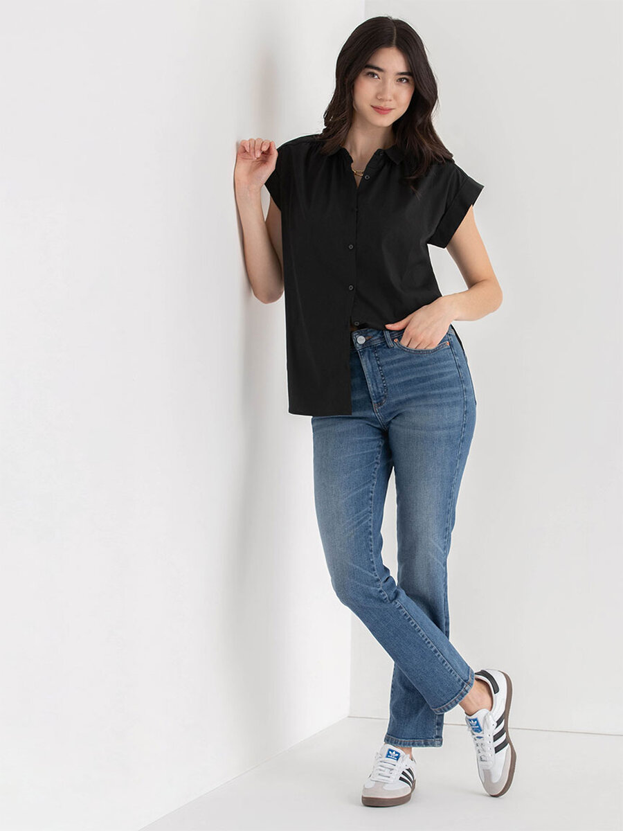 Relaxed Fit Button Up Blouse