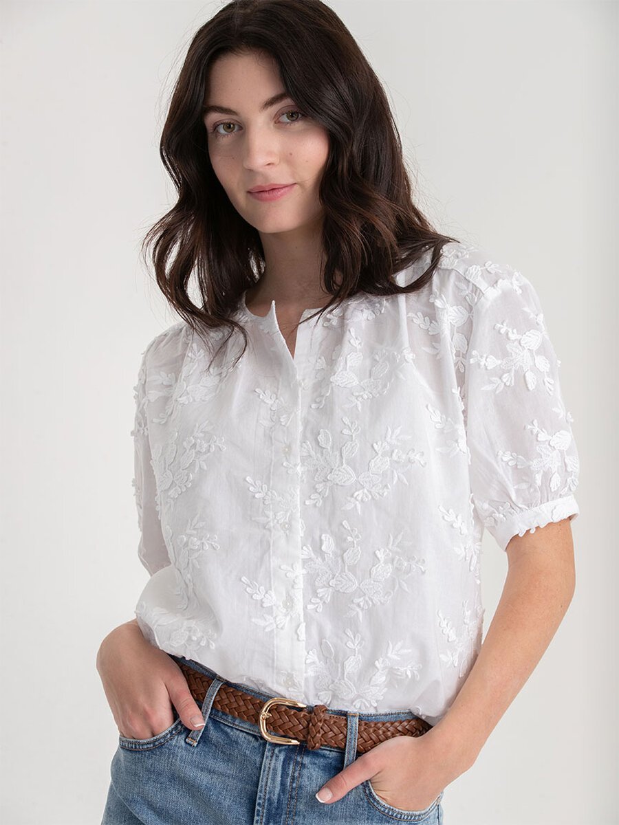 Cotton Voile Puff Sleeve Blouse
