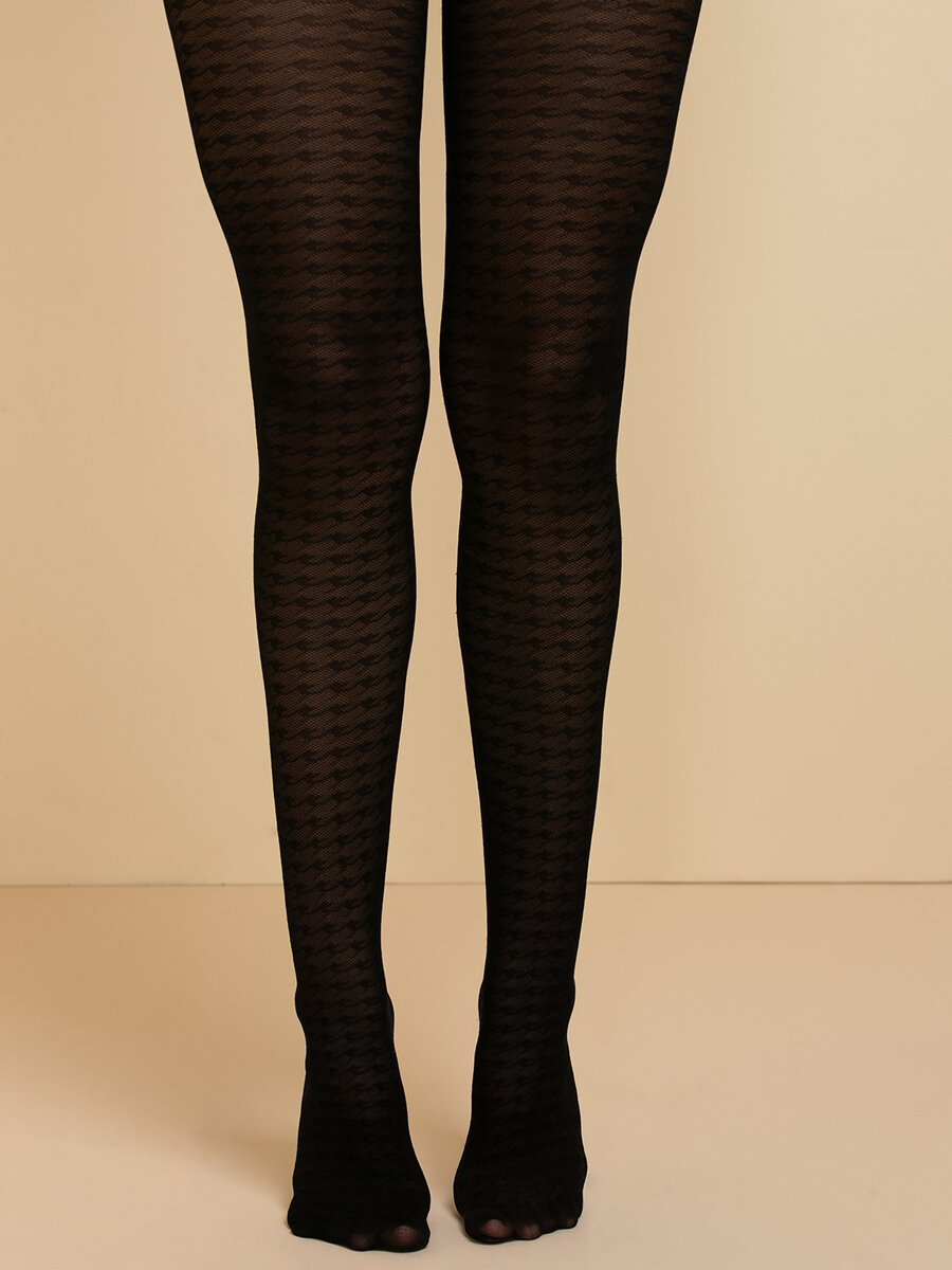 Houndstooth Patterned Tights