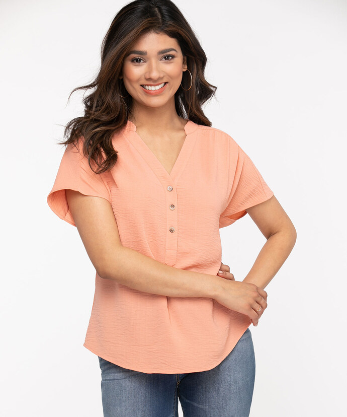 Extended Sleeve Henley Blouse Image 1