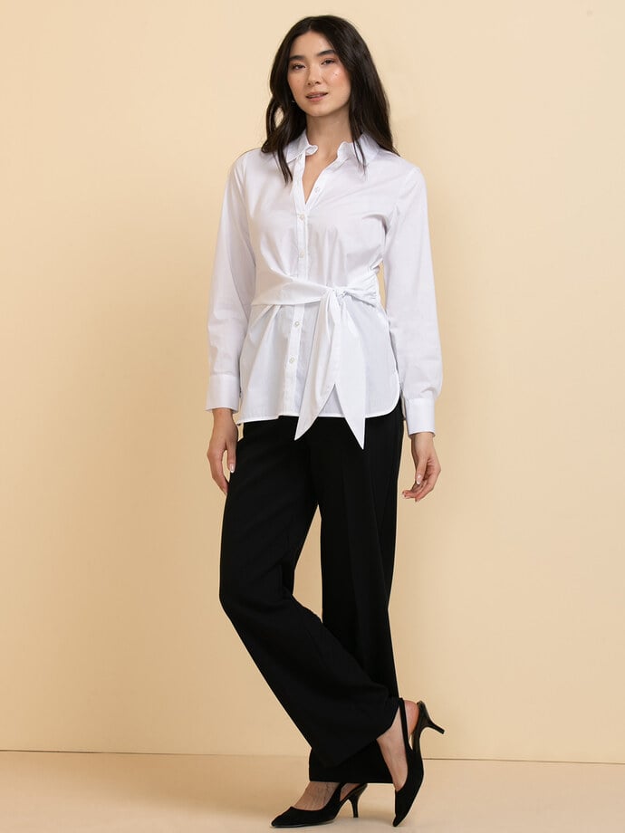 Collared Blouse with Tie Waist Image 1