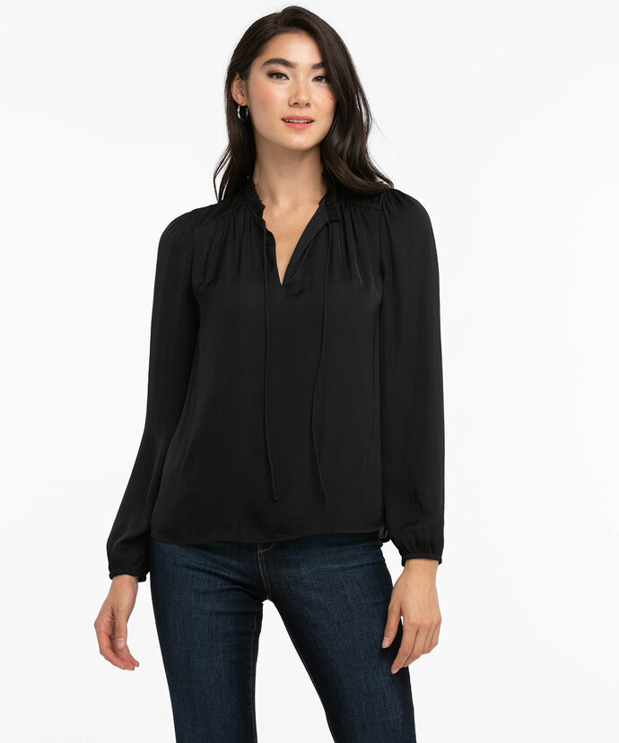 Long Sleeve Tie Neck Blouse Image 1