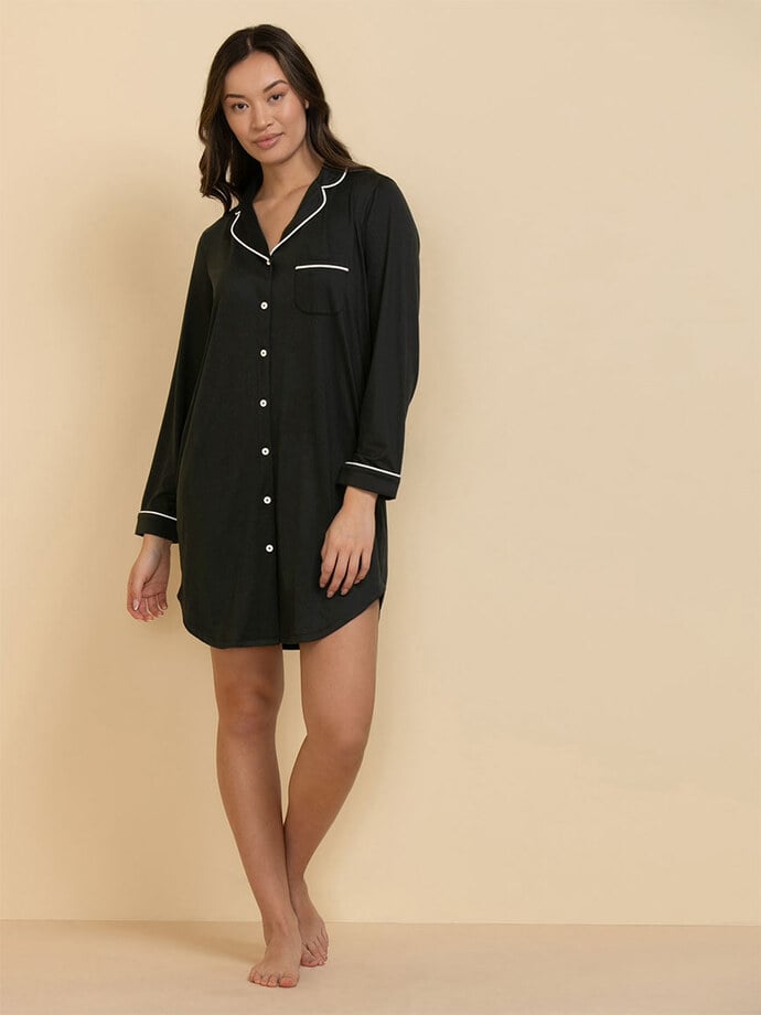 Long Sleeve Button-Down Sleep Shirt Image 1
