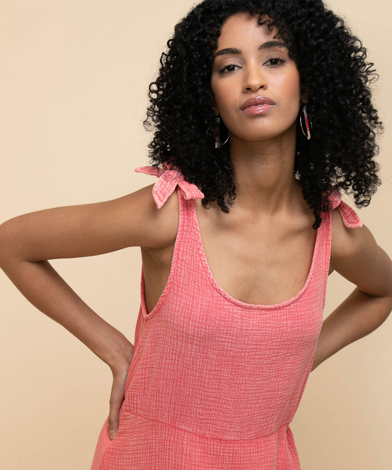 Cupio Sleeveless Tiered Tie Shoulder Midi Dress Rickis