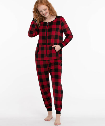 Fleece Onesie, Red/Black Buffalo Check Fleece Onesie, Red/Black Buffalo Check