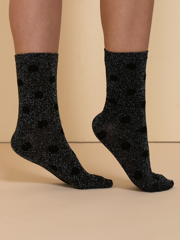 Crew Socks with Dots and Silver Shimmer Image 2