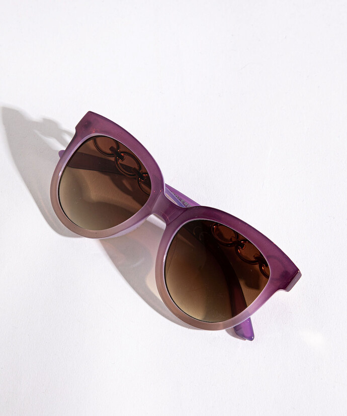 Round Purple Ombre Framed Sunglasses Image 1