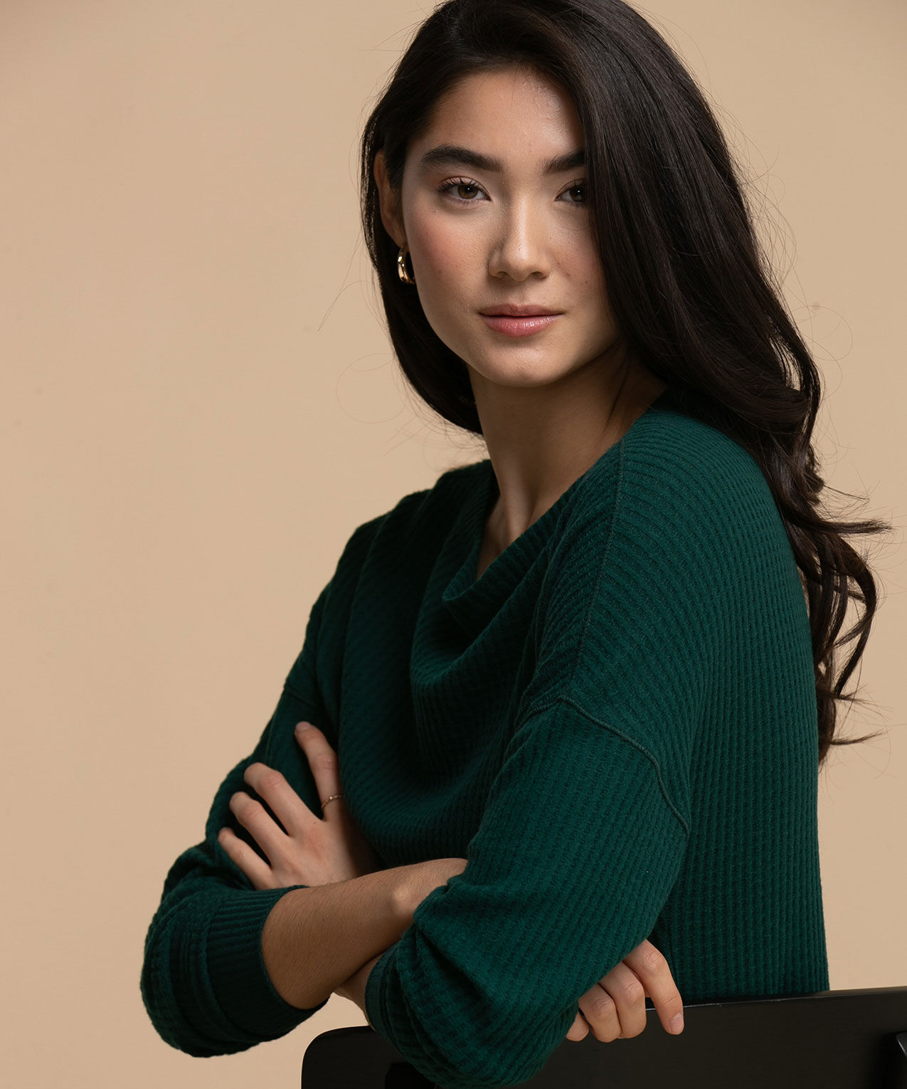 Waffle Knit Boat Neck Top | Rickis